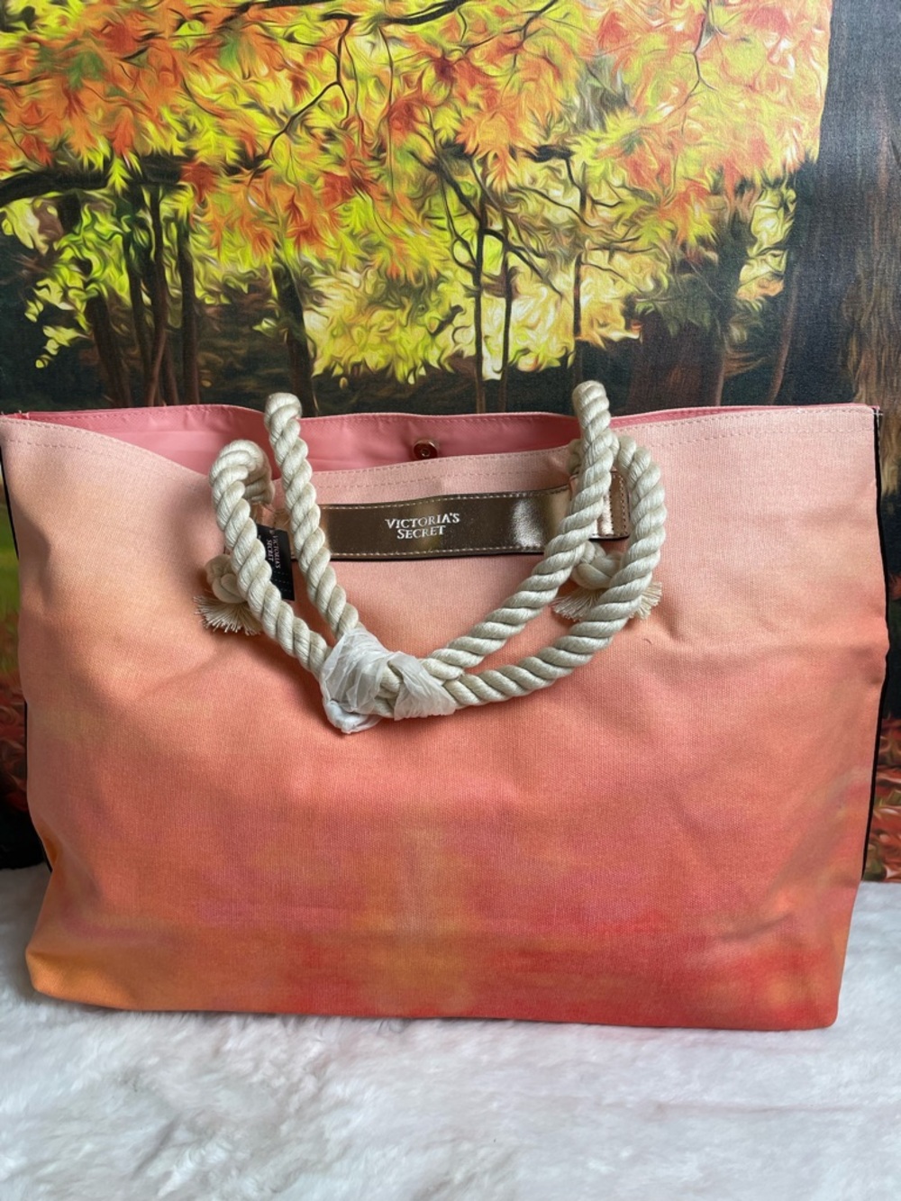 Victoria's Secret Pink and Orange Ombre Rope Tote
